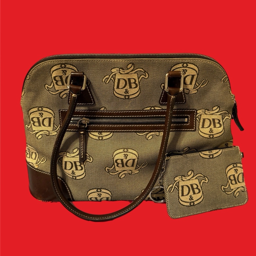 Dooney & Bourke Monogrammed Brown and Tan Shoulder Bag and Wallet